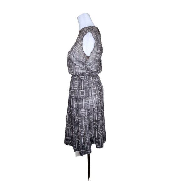 Vintage 50s Sheer Fit & Flare Dress Womens Size S Gray Pleated Sleeveless Pinup - Picture 4 of 4